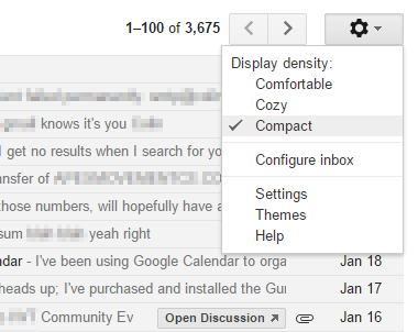 Gmail: Display Density